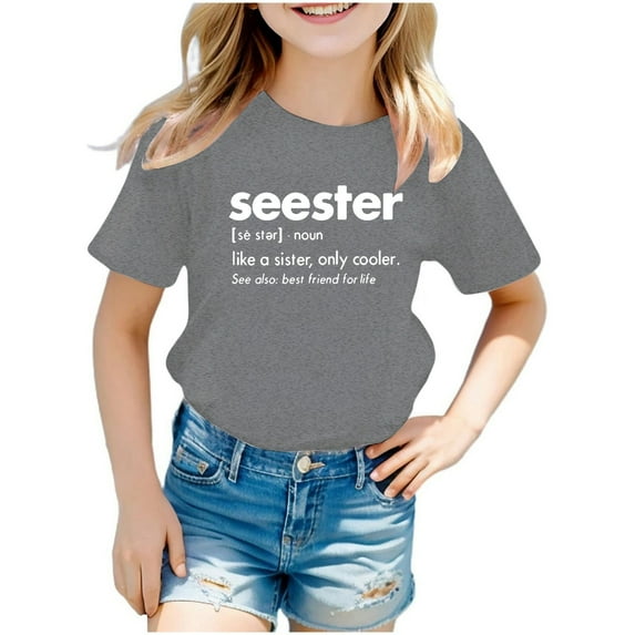 LUOGENLI Cute Tops for Girls 12-14 Fashion ChildKids Boys Girls Summer Short Sleeve Letter Printed Shirt Blouse Top Casual Tunic Clothes Cute Tops for Girls 10-12 8-9 Years