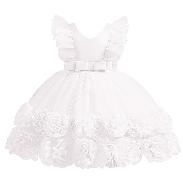 Luogenli Dresses For Girls 8-10 Graduation Child Girls Tulle Dress Party Fly Sleeve Lace Embroidery Flowers Gown Dresses Dresses For Girls Size 12
