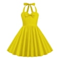 thumbnail image 1 of LUOGENLI Dresses Girls Christmas Dresses Girls' Neck a Line Solid Color Suspender Dress Xmas Dresses for Girls Size 14-16 Fancy Girls Christmas Dresses Size 6-7 Yellow 130, 1 of 5