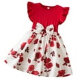 thumbnail image 1 of LUOGENLI Dresses for Girls Size 6 Summer Toddler Girls Summer Ruffles Sleeveless Floral Prints Ribbed Fashion Dress Clothes Dresses for Girls Dresses Summer E-Red Size 5-6 Years, 1 of 9