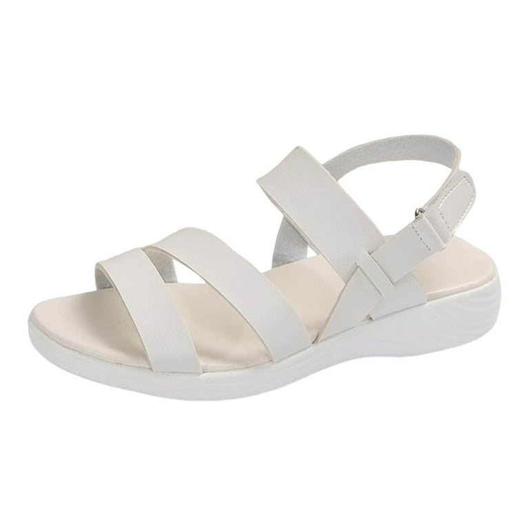 Ladies white comfy sandals best sale