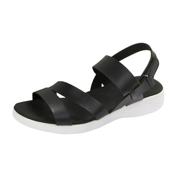 LUOGENLI Female Womens Sandals Comfortable Dressy Black Ladies Casual Sandals Solid Color Comfortable Sandals Womens Sandals 2024 Wedge Platform Sandals Women Dressy Wide 37