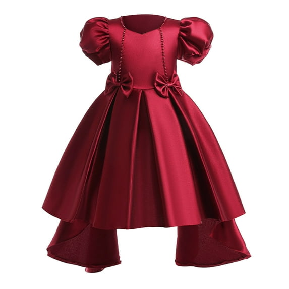LUOGENLI Dresses for Girls 10-12 Fancy Dress Children Girls One Shoulder Satin Cloth Princess Dress Piano Solid Color Cute Dresses for Girls 10-12 Girls Dresses Red 3-4 Years