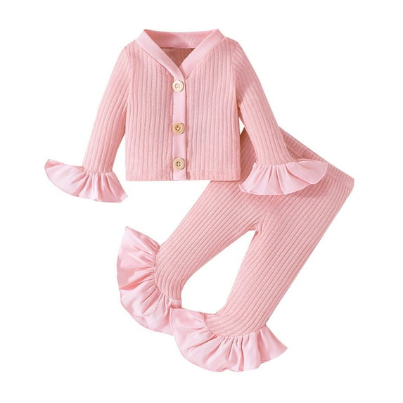 LUOGENLI Girl Summer Outfits Size 12-14 4th of July Spring and Autumn Leisure Long Sleeve Top Flared Pants Fashion Sweet Little Girl Suit 4th of July Outfits Girls 4T 18-24 Months