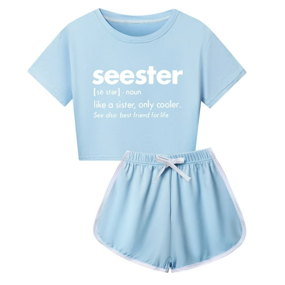 LUOGENLI Girl Summer Outfits Size 14-16 Summer Summer ChildKid Boys Girls Soft Short Sleeve Shirt Top Blouse and Shorts Casual Outfit Set 4th of July Outfits for Baby Girls 6 Months 7-8 Years