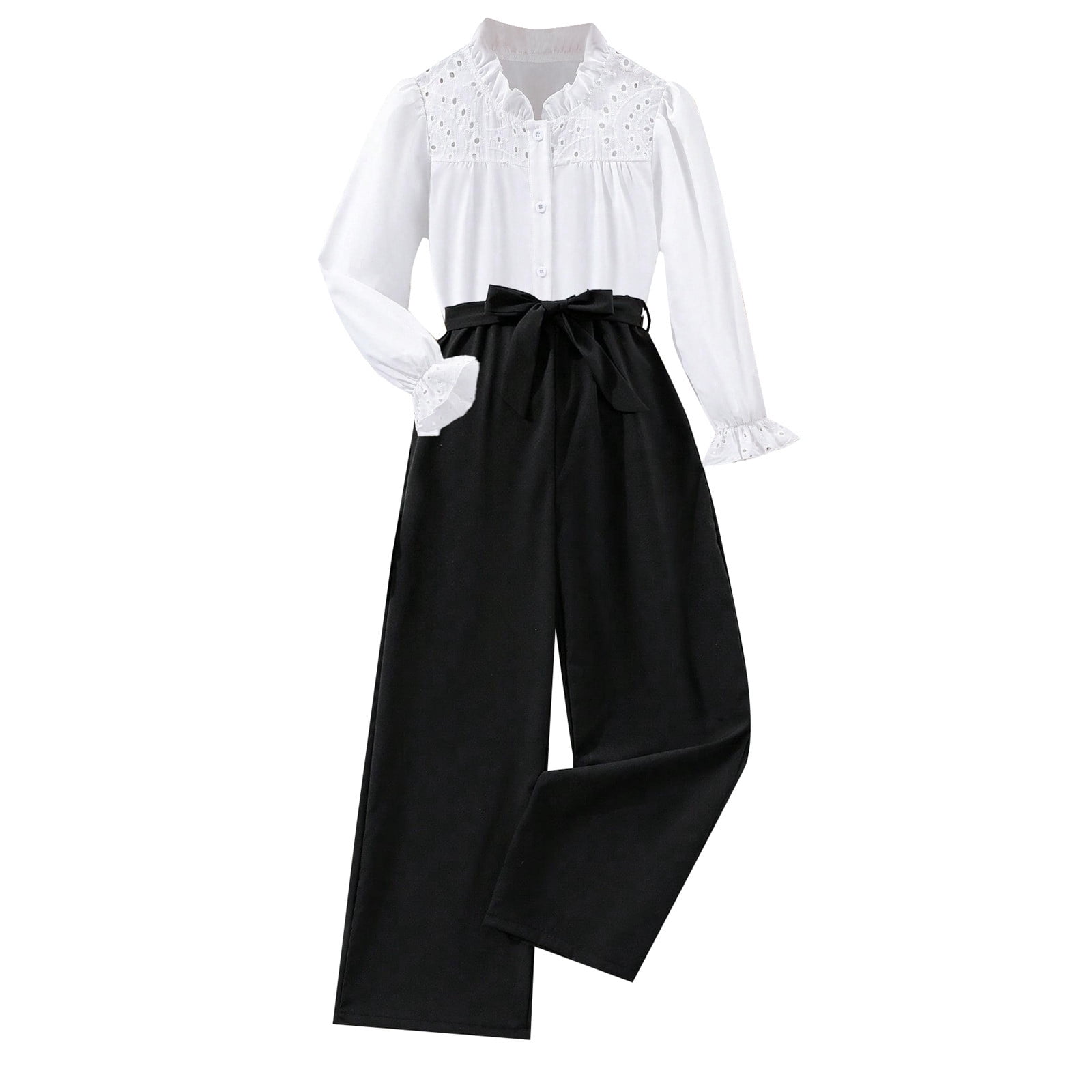LUOGENLI Girl Summer Outfits Size 14 Girls' White Hollow out Fashion ...