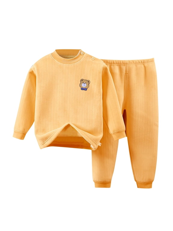 Girl Summer Outfits Size 14 Summer Children's Autumn and Winter Warm Underwear Set Plus Thick Long Sleeve New Boys and Girls Home Wear Girl Summer Outfits Size 6/6X 5-6 Years
