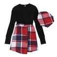 thumbnail image 1 of LUOGENLI Girl Summer Outfits Size 14 Summer Kids Girls Winter Long Sleeve Red Plaid Ribbed Tops Skirt Hat 3pcs Outfits Clothes Set Girls Summer Outfits Size 8-9 8-9 Years, 1 of 9