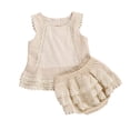 thumbnail image 1 of LUOGENLI Girl Summer Outfits Size 6/7 Baby Girls Spring Summer Solid Lace Cotton Ribbed Sleeveless Vest Shorts Outfits Clothes 4th of July Outfits for Girls Size 12 2-3 Years, 1 of 7