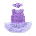 thumbnail image 1 of LUOGENLI Girl Summer Outfits Size 6T Summer Baby Girls Birthday Tutu Dress Rose Romper Bodysuits Lace Skirt Sleeveless Jumpsuits Headband Princess Outfit 0-3 Months, 1 of 4