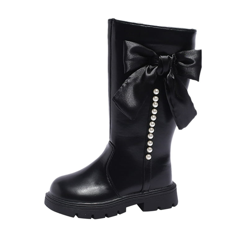LUOGENLI Girls Cowboy Boots Size 4 Toddler Children Boots Girls High Boots Autumn Winter Zipper Single Boots High Boots Pearl Bow Girls Cowboy Boots Size 12.5 Little Girls 30 Walmart