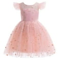 thumbnail image 1 of LUOGENLI Girls Dresses 10-12 Fancy Child Girls Summer Fly Sleeves Tulle Dress Flower Embroidery Bow Knot Princess Dress Gown Dress Girls Dresses 5T Fancy Girls Dress Shoes Size 5 5-6 Years, 1 of 7