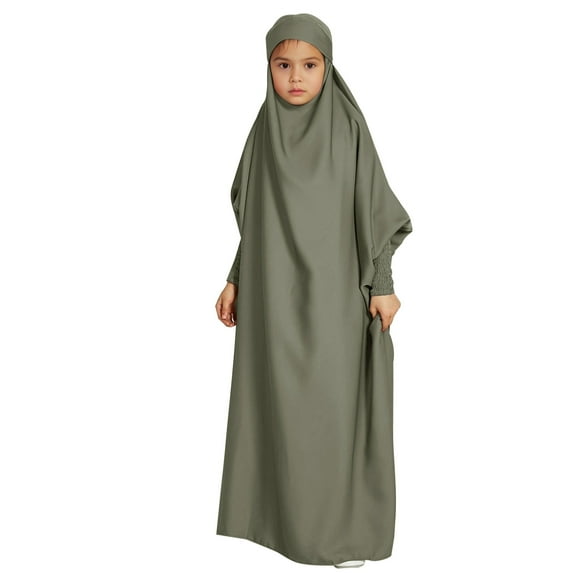LUOGENLI Girls Dresses 10-12 Long Girl Poses Solid Color Dress National Dress Skirt Arab Children's Wear Girls Dresses Size 7 Tutu Girls' Dresses White Cotton 13-14 Years