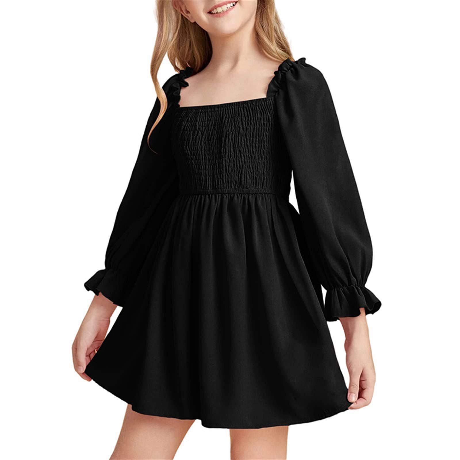 Girls Dresses 10-12 Years Old Girl Summer New Skirt Long Sleeved Ruffled Skirt High Waist Dress For Girls Girls Dresses Size 8 Graduation Dresses For Girls 10-12Cute 5-6 Years