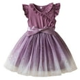 thumbnail image 1 of LUOGENLI Girls Dresses Size 10-12 Midi Child Girls Tulle Dress Party Flowers Prints Bowknot Fly Sleeve Gown Dresses Girls Dresses Size 5T Girls' Dresses Long Back Short Front Kids Purple 3-4 Years, 1 of 9