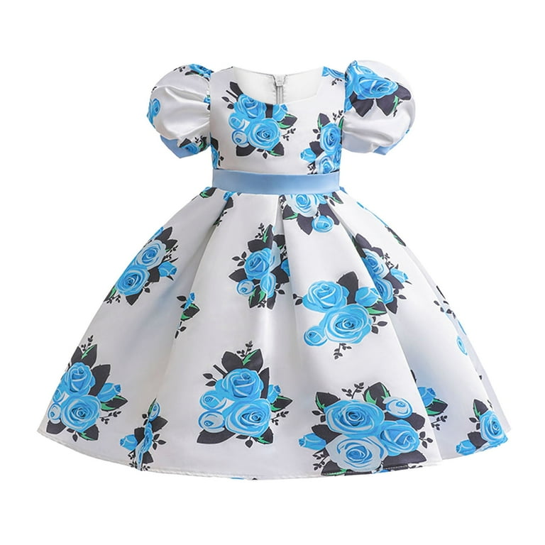 LUOGENLI Girls Dresses Size 6 Fancy Party Dress Kids Children Girls Long Sleeve Princess Dress Flower Prints Bowknot Princess Dress Up For Girls 4 6 Casual Dresses For Girls 5 6 Formal 12 13 Years Wal...