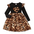 thumbnail image 1 of LUOGENLI Girls Dresses Size 7 Fancy Toddler Girls Long Sleeve Prints Princess Dress Dance Party Dresses Fall Winter Kids Clothes Girls Dresses Size 5T Girls Dresses Brown 5-6 Years, 1 of 8