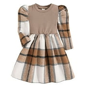LUOGENLI Girls Dresses Size 7 Fancy Toddler Girls Long Sleeve Prints Princess Dress Dance Party Dresses Fall Winter Kids Clothes Girls Dresses Size 5T Girls Dresses Size 6X 6-7 Years