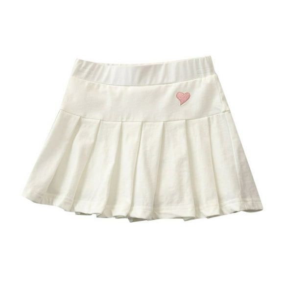 LUOGENLI Girls Skirts Size 10-12 Knee Length Toddler Little Kid Baby Girl Skorts Skirts for Girls Flared Plain Pleated Skater Skirt Sport Skirt Girls Dresses White 8-9 Years