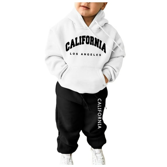 LUOGENLI Girls Fall Outfits 5T Sweatshirt Girls Kids Boys Kids Hooded Tracksuit Unisex Two Piece Outfits Hoodie Sweatshirt Sweatpants Set Girls Fall Outfits 7-8 White 4-5 Years