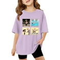 thumbnail image 1 of LUOGENLI Girls Graphic T-shirt Casual Loose Fit Short Sleeve Tops for Teen and Toddler Girls Comfortable Tee Shirts Purple Size 13-14 Years, 1 of 4