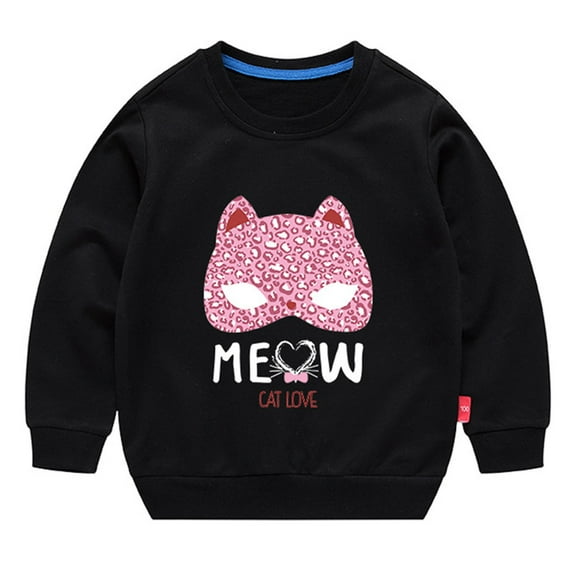LUOGENLI Girls Hoodies Size 10-12 Black Unisex Kids Print Cotton Pullover Sweatshirt T Shirt Toddler Baby Crewneck Long Sleeve Tops Blouse Hoodies for Girls 12-14 1-2 Years
