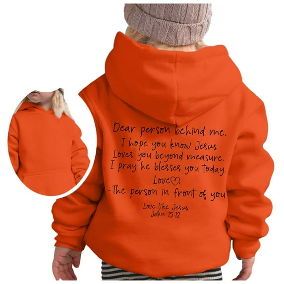 LUOGENLI Girls Hoodies Size 10-12 Trendy Girl's Hoodie Long Sleeve Soft Sweatshirt Graphic Hoody Kids Cute Pullovers Top Clothes for Girls Girls Hoodies Size 7-8 Cute Orange 5-6 Years