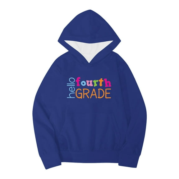 LUOGENLI Girls Hoodies Size 10-12 Trendy Kids Boys Girls Autumn Winter School Season Fourth Grade Letter Printed Long Sleeve Hoodie Warm and Comfortable Tops Children's Clothing Navy 4-5 Years