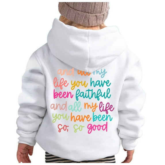 LUOGENLI Girls Hoodies Size 7-8 Cute Girl's Hoodie Long Sleeve Soft Sweatshirt Graphic Hoody Kids Cute Pullovers Top Clothes for Girls Preppy Sweatshirts for Girls 10-12 White 7-8 Years