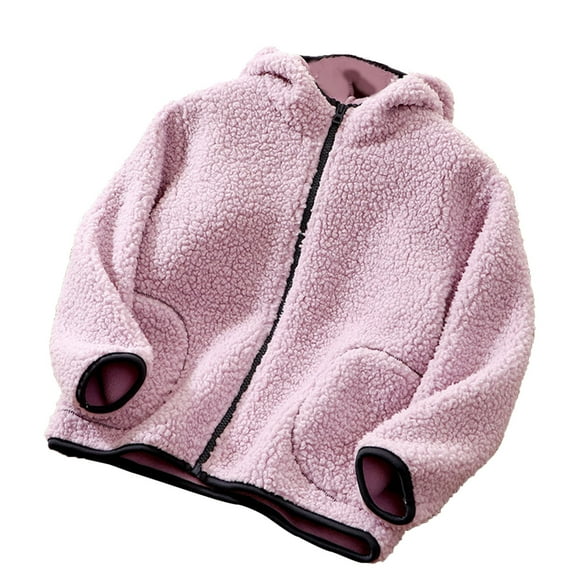LUOGENLI Girls Jackets 4T Toddler Boys Girls Long Sleeve Winter Solid Hooded Zippered Coat Jacket Thicken Warm Outwear Girls Jackets Size 10-12 Girls Jackets 3-4 Years