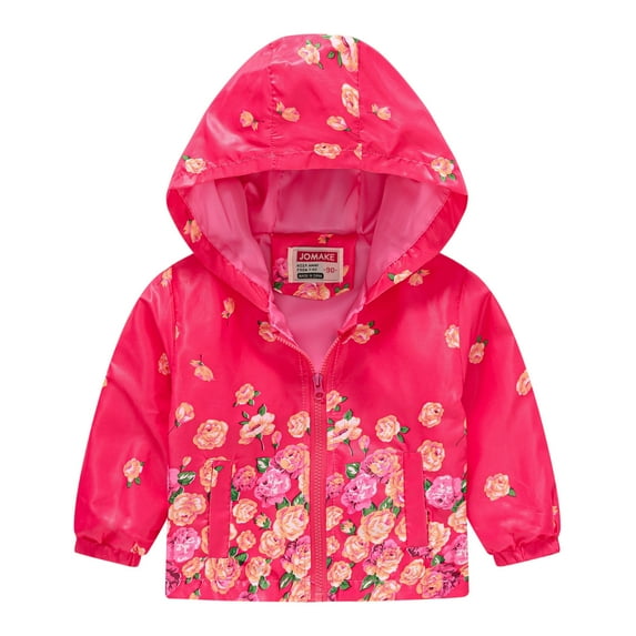 LUOGENLI Girls Jackets Size 10-12 Black Toddler Girls Winter Windproof Coat Cartoon Prints Hooded With Pocket Jacket Kids Outerwear Jackets for Girls Size 10-12 Girls Jackets Red 18-24 Months