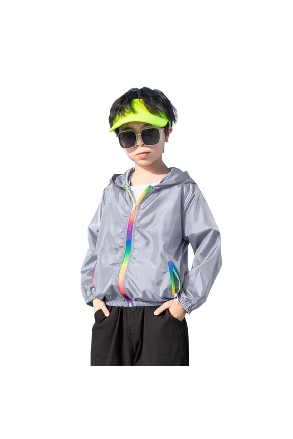 Girls Jackets Size 7-8 Coats Kids Boys Girls Sun Tie Dye Sunscreen Hoodie Jacket Toddler Lightweight Summer Breathable Outwear Girls Jackets Jackets for Girls Grey 7 Year