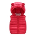 thumbnail image 1 of LUOGENLI Girls Jackets Toddler Kids Baby Boys Girls Winter Warm Sleeveless Jacket Outerwear Solid Bear Ears Vest Coats Hooded Padded Outwear Girls Jackets Size 10-12 Spring 12-18 Months, 1 of 5