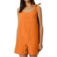 thumbnail image 1 of LUOGENLI Girls Jumpsuits Girls Summer Sleeveless Casual Romper Spaghetti Strap Shorts Jumpsuit with Pockets Girls Rompers Size 6-7 3 Pack Rompers for Girls Size 14-16 Orange 11-12 Years, 1 of 5