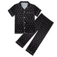 thumbnail image 1 of LUOGENLI Girls Pajamas Size 12-14 Big Kids Cotton Kids Toddler Baby Girls Spring Summer Cartoon Print Short Sleeve Long Pants Sleepwear Outfits Pajamas Clothes Girl Pajamas Summer Dark Gray 8-9 Years, 1 of 8