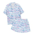 thumbnail image 1 of LUOGENLI Girls Pajamas Size 27 Summer Toddler Girls' Gradient Fish Scale Print Pajama Set 2 Piece Summer Short Sleeve Ps Girls Pajamas Size 26X Sky Blue Size 6-7 Years, 1 of 4