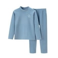 thumbnail image 1 of LUOGENLI Pajamas Girls Christmas Pajamas Size 7-8 Cotton Autumn and Winter Children's Warm Underwear Set Velvet Baby Big Children Long Sleeve Boy and Girls Neck Home Wear Blue 6-7 Years, 1 of 6