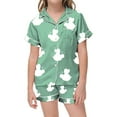 thumbnail image 1 of LUOGENLI Girls Pajamas Size 7-35 Summer Girls Pajama Set Short Sleeve Sleepwear for Home and Nighttime Comfort Girls Pajamas Size 12-42 Big Kids Light Green Size 6-7 Years, 1 of 4