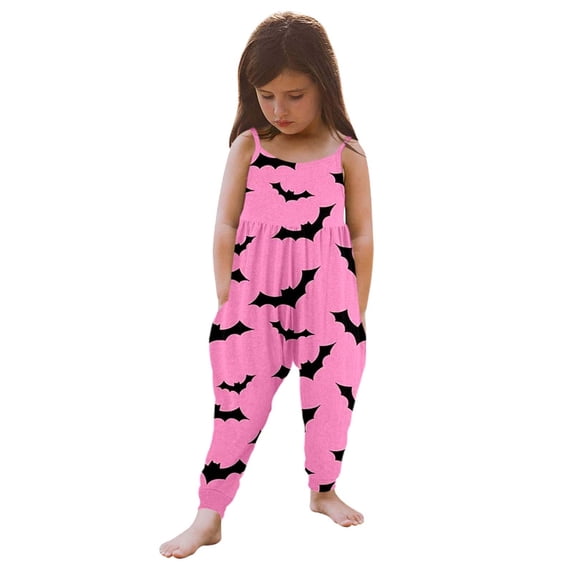 LUOGENLI Girls Rompers Size 10-12 with Sleeves Girls' Print Tank Jumpsuit Romper with Harem Pants Girls Rompers Size 8 Fall Rompers for Girls Size 7 1-2Years
