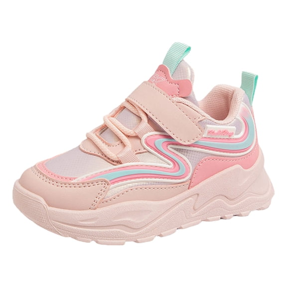 LUOGENLI Girls Shoes Size 1 Girls Sports Shoes Fashionable New Pattern Simple Solid Color Four Seasons Casual Flat Bottom Thick Bottom Comfortable Hook Loop Shoes Shoes for Girls Size 4 28