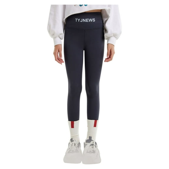 LUOGENLI Girls Shorts Size 12 Jean Spring/Summer Kids Pure Color Letter Printing Pants Leggings High Waisted Slim Fit Pants Yoga Pants out Wear Shorts for Girls 12-14 Summer Grey 7-8 Years