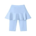 thumbnail image 1 of LUOGENLI Girls Shorts Size 5T/6T Girls Knee Length Leggings with Skirt Kids Summer Ruffle Skirt Pants Stretchy Athletic Pants for 3 10 Years Jean Shorts for Girls 7-8 Blue 4-5 Years, 1 of 3