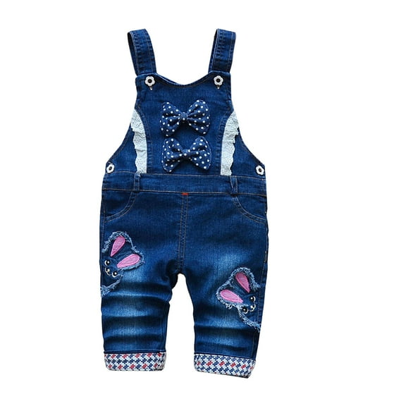 LUOGENLI Girls Shorts Size 6 Navy Girls' Overalls Spring And Autumn Children's Denim Pants Children's Bunny Denim Baby Girl Pants Girls Shorts Size 8 Long Shorts for Girls 10-12 Blue 6-12 Months