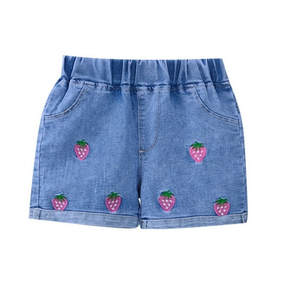 LUOGENLI Girls Shorts Size 7-8 Knee Length Toddler Baby Girls Summer Denim Shorts Elastic Waistband Cute Jeans Shorts for Girls 8-10 Girls Shorts Size 12 6-12 Months