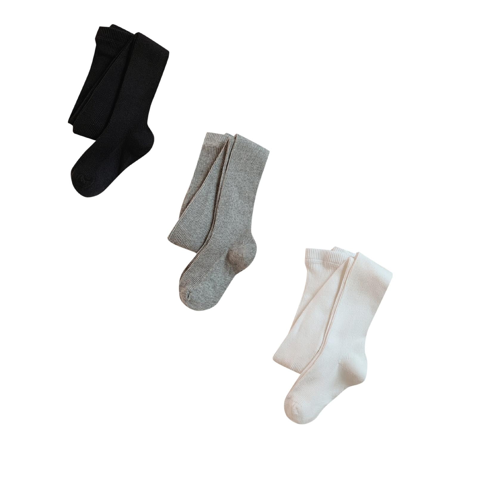 LUOGENLI Girls Socks White Ankle 2 Pack Girls Tights Knit Leggings Cotton Toddler Girls Stockings School Tights Girls Socks No Show Black Girls Socks Ankle 10-12 Years Old XXL