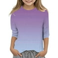 thumbnail image 1 of LUOGENLI Girls St. Patrick's Day Spring T Shirts Valentine's Day Size 10 Girls's Gradient Printed Fashionable Versatile Round Neck 3/4 Quarter Sleeve Casual T Shirt Top 5-6 Years, 1 of 4