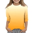 thumbnail image 1 of LUOGENLI Girls St. Patrick's Day T Shirts Valentine's Day Size 7-8 Fancy Girls's Gradient Printed Fashionable Versatile Round Neck 3/4 Quarter Sleeve Casual T Shirt Top Yellow 13-14 Years, 1 of 4