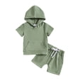 thumbnail image 1 of LUOGENLI Girls Summer Outfits 4T Toddler Boys Girls Short Sleeve Solid Hooded T Shirt Tops Shorts Outfits Girls 4th of July Outfit Size 6X Baby Girls First July 4Th Outfits 2-3 Years, 1 of 7