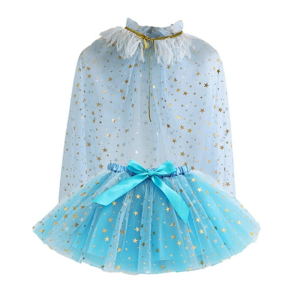 LUOGENLI Girls Summer Outfits Size 14-16 Dresses Kids Girls Ballet Skirts Party Tulle Dance Skirt Holiday Party Lacing Tulle Cloak Set Girls 4th of July Outfit Size 8 5-8 Years
