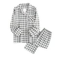 thumbnail image 1 of LUOGENLI Girls Summer Outfits Size 14-16 Plus Summer Kids Boys Girls Plaid Holiday Pajamas Cotton Button Down Sleepwear Pajamas Set 11-12 Years, 1 of 3